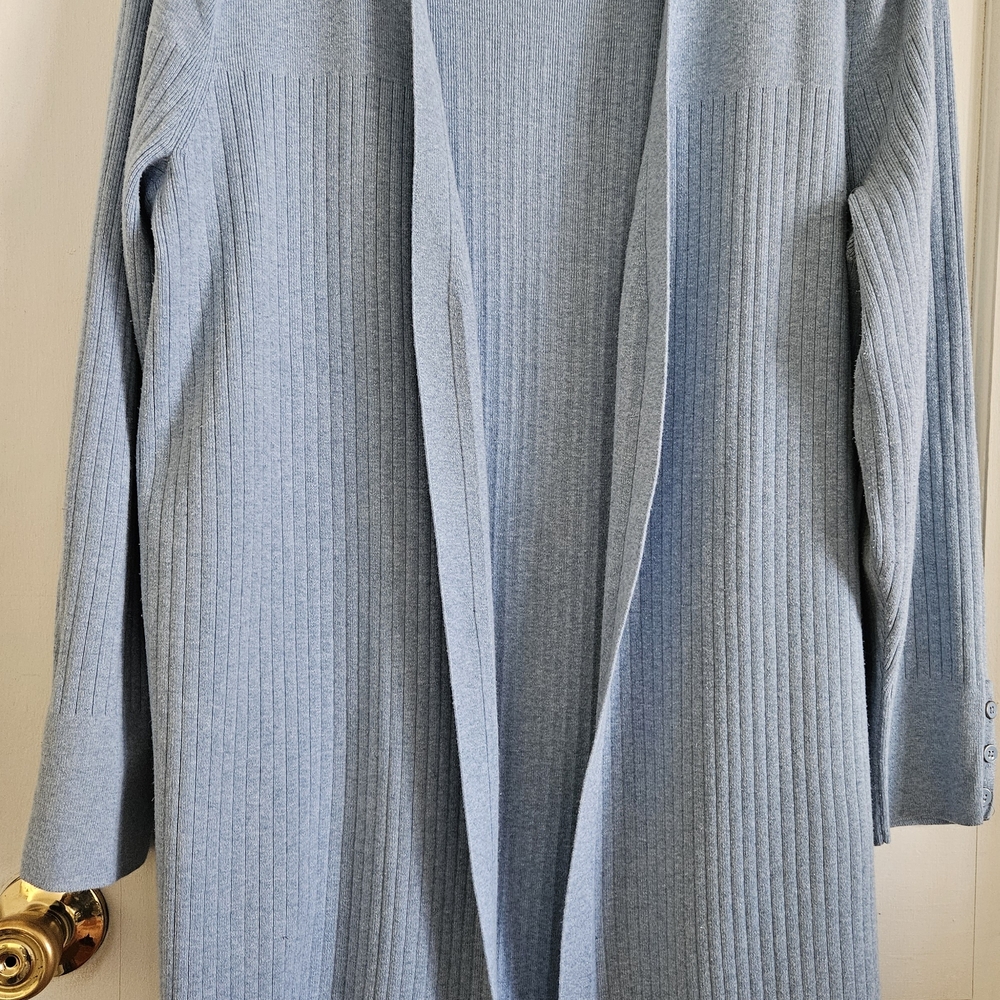 Talbots Blue Ribbed Cardigan - Length 36/12"-sleeve length 24"